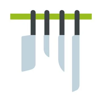 Kitchen knives on the bracket vector flat isolated Stock Illustration