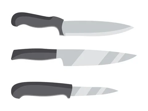Kitchen knives set isolated on white background. Vector illustration. Stock Illustration