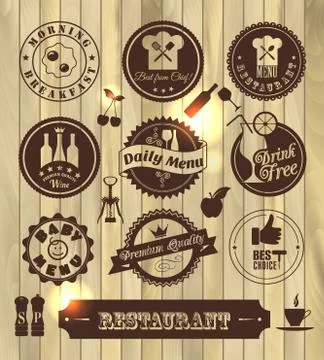 Kitchen label set Stock Illustration