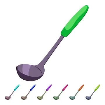 Kitchen ladle with green handle providing cooking utility graphic Illustration