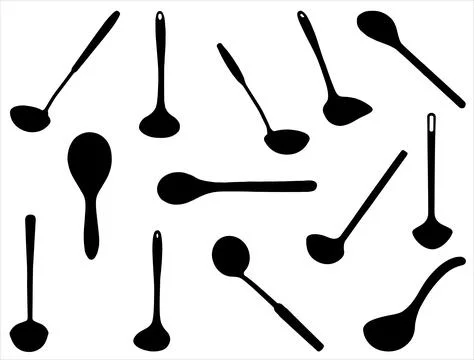 KITCHEN LADLE SILHOUETTE VECTOR ART Stock Illustration