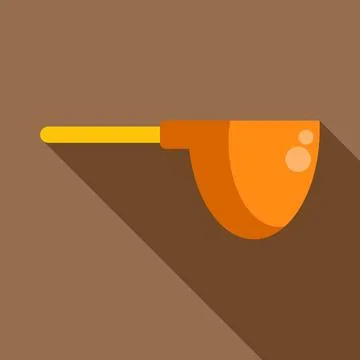 Kitchen ladle stirring soup flat design icon Stock Illustration