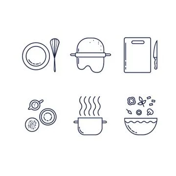 Kitchen line icons set Stock Illustration