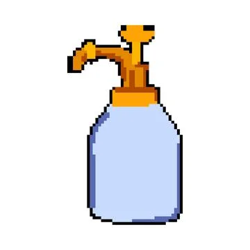Kitchen liquid soap dispenser pixel art vector illustration Stock Illustration