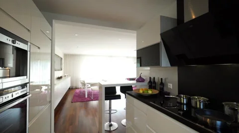 From kitchen to living room Stock Footage 58279795