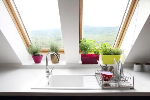 Kitchen loft room Stock Photos