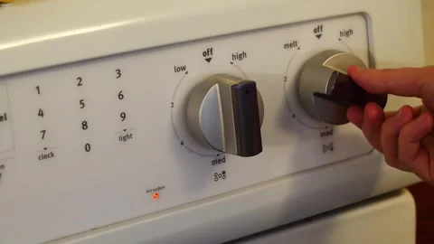 Kitchen Off Low Off Stove Knobs Stock Footage 268021348