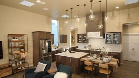 Kitchen Lower to Behind Couch Stock Footage 112895000