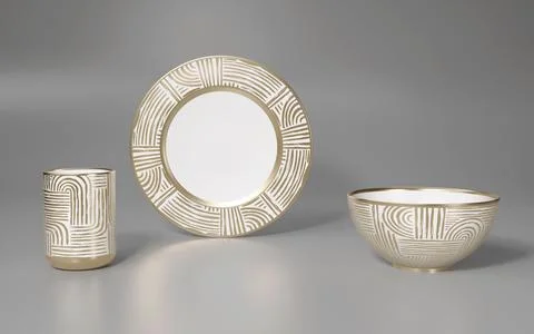 Kitchen lux table set isolated. Stock Photos
