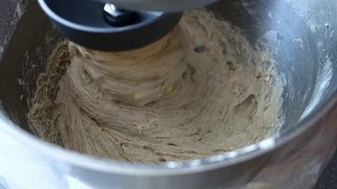 Kitchen machine work dough on bread Stock Footage 111456947
