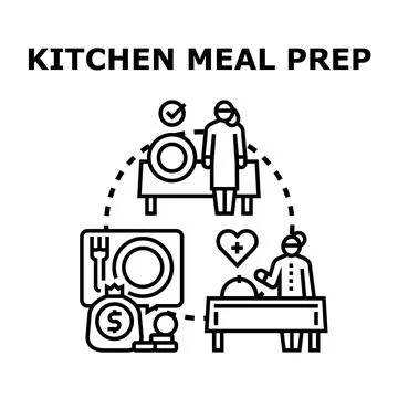 Kitchen meal prep organizing for healthy delicious food Stock Illustration