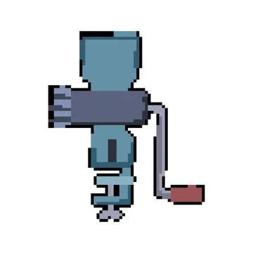 Kitchen meat grinder pixel art vector illustration Stock Illustration