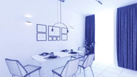 Kitchen Mesh 3D Graphics interior design blurred loft Stock Footage 125279553
