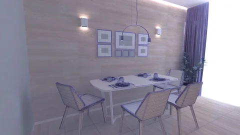 Kitchen Mesh transition 3D Graphics interior design blurred loft 1 Stock Footage 125279177