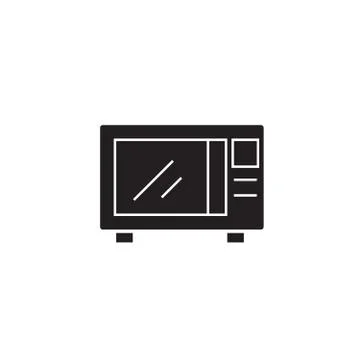 Kitchen microwave black vector concept icon. Kitchen microwave flat illustration Stock Illustration