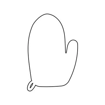Kitchen mitten line doodle cook element icon Stock Illustration