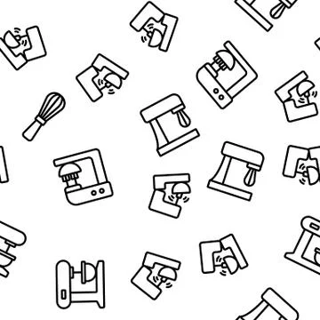 Kitchen Mixer Device Vector Seamless Pattern Stock Illustration
