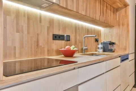 Kitchen in modern apartment Stock Photos