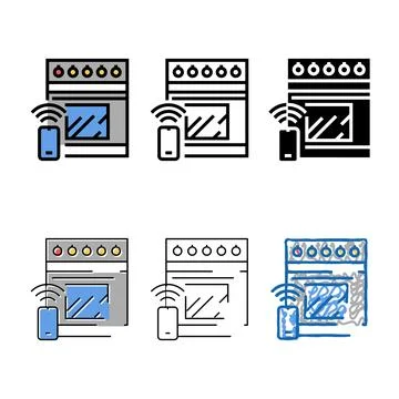 Kitchen modern stove remote control color icon vector Stock Illustration