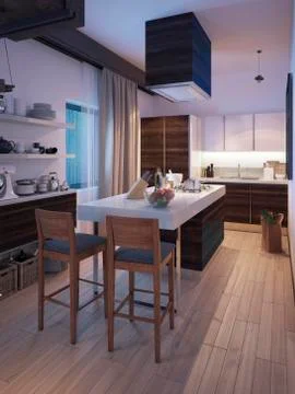 Kitchen in a modern style Stock Illustration