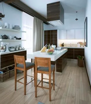 Kitchen in a modern style Stock Illustration