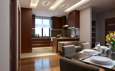 Kitchen modern style Stock Illustration