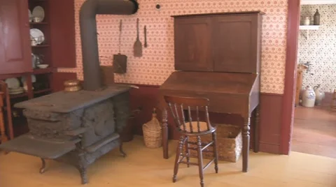 Kitchen in a museum 02 Stock Footage 1006873