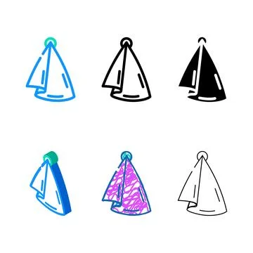 Kitchen napkin color icon vector styleset Stock Illustration