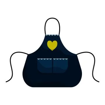 Kitchen Navy blue apron with patch pocket. Isolated flat vector illustration. Stock Illustration
