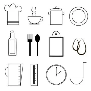 Kitchen or cooking icon set Stock Illustration