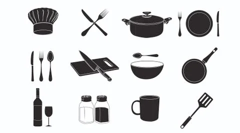 Kitchen or Restaurant icon set Stock Illustration