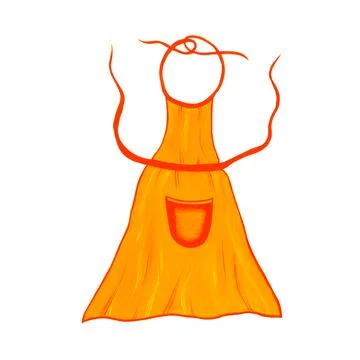 Kitchen orange apron with pocket isolated on white background. Icon. Cooking. Stock Illustration