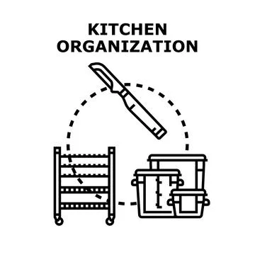 Kitchen organization concept with utensils and storage Stockillustratie