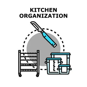 Kitchen organization concept with utensils and storage Stockillustratie