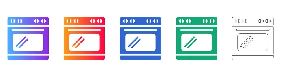 Kitchen Oven Icon Set Stockillustratie
