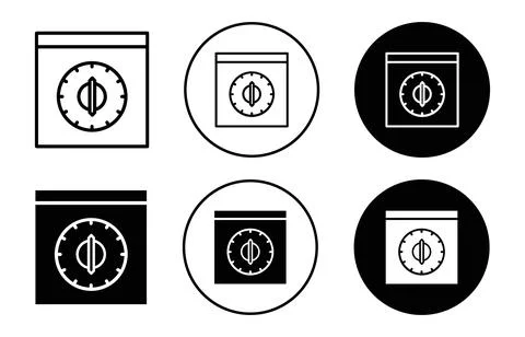 Kitchen oven knob with timer line icon Outline flat Icon Illustrazione stock