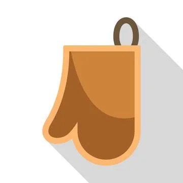 Kitchen oven mitt with hanging loop protecting hand from heat Illustrazione stock