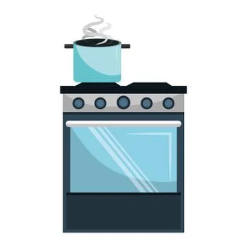 Kitchen oven with pot Stock Illustration