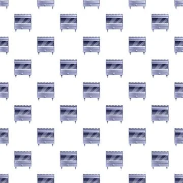 Kitchen oven stove appliance preparing food seamless pattern Stock Illustration