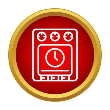 Kitchen oven stove timer icon on red background Stockillustratie