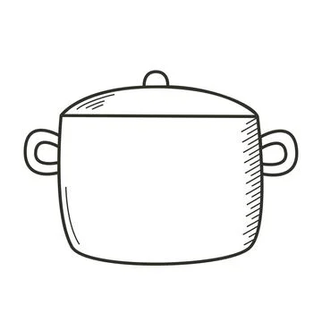 Kitchen pan doodle sketch style clip art Stockillustratie