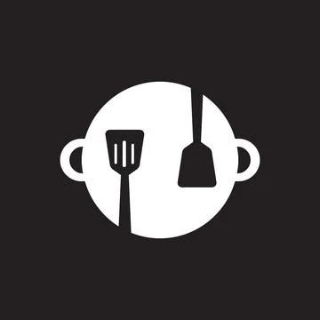 Kitchen pan spatula cooking modern minimal logo design vector icon illustrati Stock Illustration