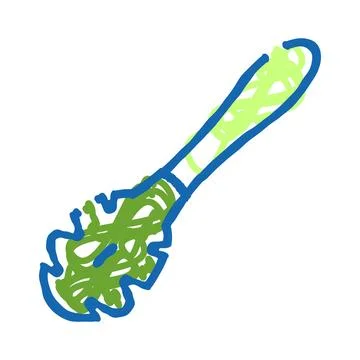 Kitchen pasta fork utensil serving spaghetti doodle Stock Illustration