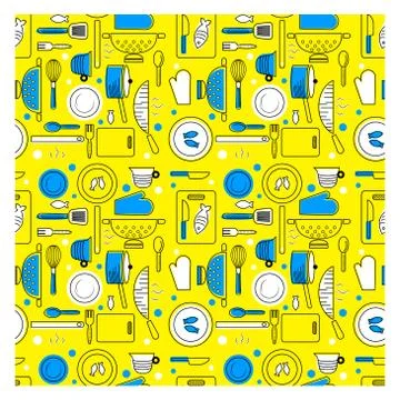 Kitchen pattern flat illustration Stock Illustration