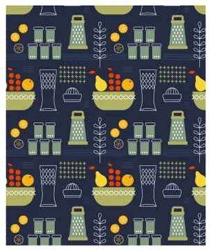 Kitchen pattern flat illustration Stock Illustration