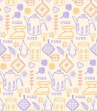 Kitchen pattern flat illustration Stock Illustration