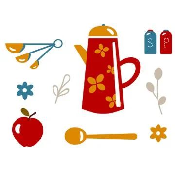 Kitchen pattern geometric illustration isolated on white 스톡 일러스트