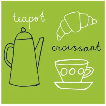 Kitchen pattern hand drawn illustration isolated on background Stock Illustration