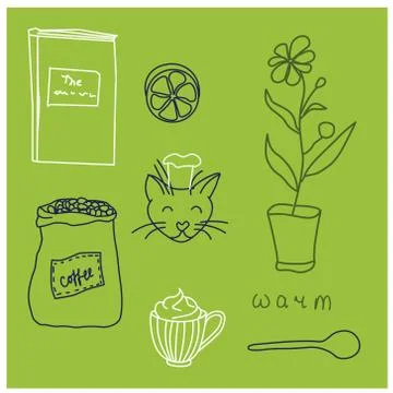 Kitchen pattern hand drawn illustration isolated on background 스톡 일러스트