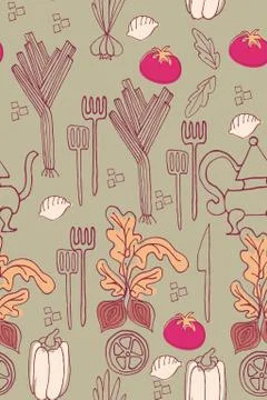 Kitchen pattern seamless design graphic Stockillustratie